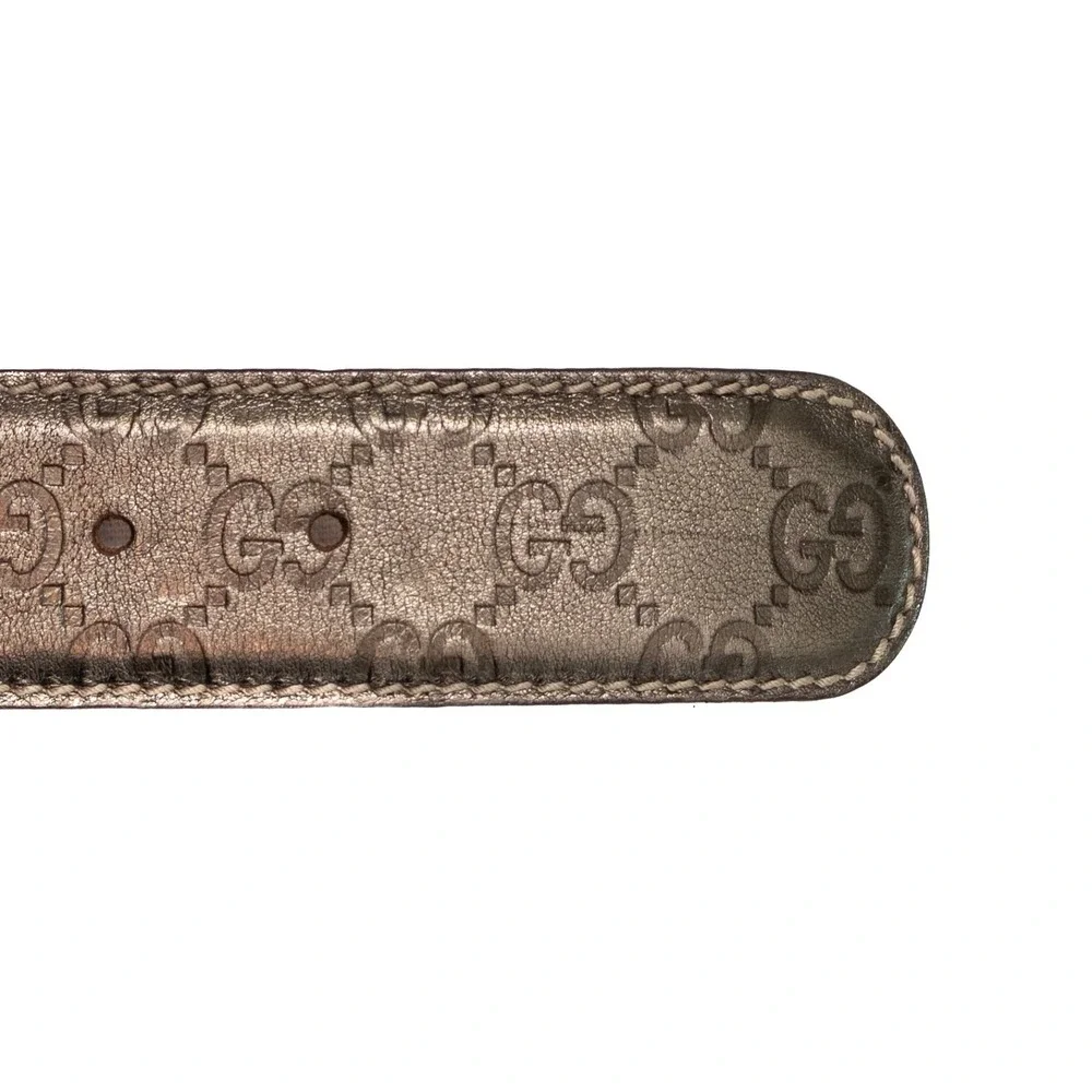 Women's GucciGuccissima GG Interlocking Belt 75/30 Olive Green Gold Buckle - Picture 4 of 9